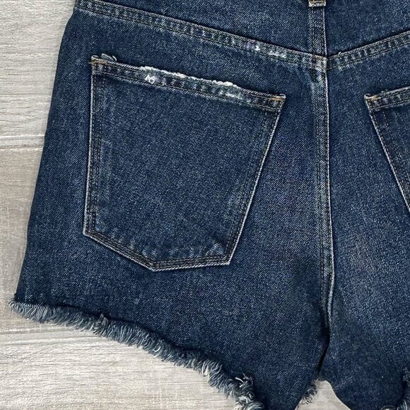 DL1961 Cleo High Rise Cut-Off Distressed Denim Shorts in Solana Dark Wash Sz 24 - Picture 9 of 15